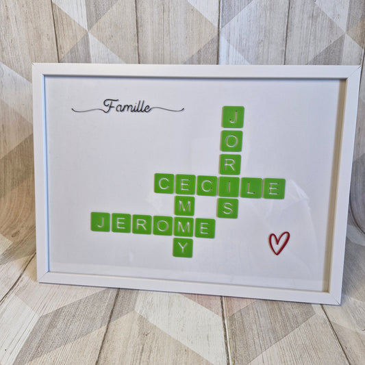 Cadre famille façon Scrabble