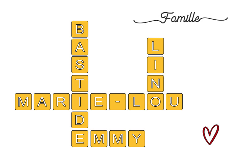 Cadre famille façon Scrabble